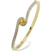 Savvy Cie Jewels Birthstone Two-tone Bangle Bracelet In Yellow - November