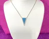 Savvy Cie Jewels Black Rhodium Plated Over Sterling Silver With Tourquoise And White Cz Triangle Necklace