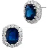 Savvy Cie Jewels Blue & White Cubic Zirconia Halo Stud Earrings In Metallic