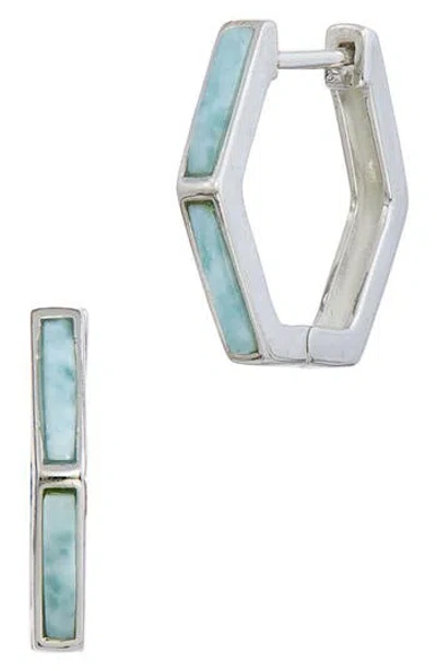 Savvy Cie Jewels Blunt Larimar Hoop Earrings In Metallic