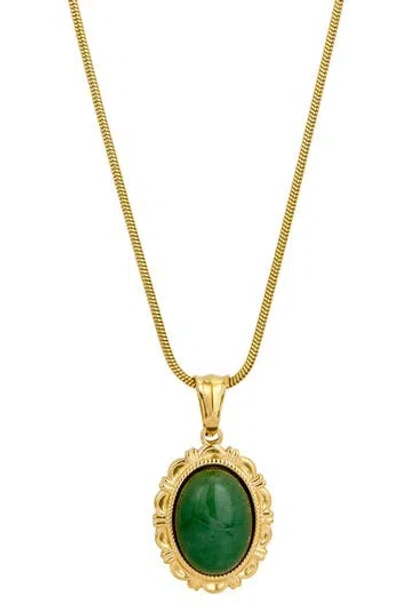 SAVVY CIE JEWELS SAVVY CIE JEWELS BOLD AVENTURINE PENDANT NECKLACE