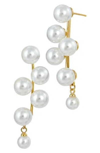 Savvy Cie Jewels Bold Faux Pearl Drop Earrings In Yellow