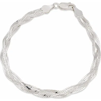 Savvy Cie Jewels Braided Chain Bracelet In White