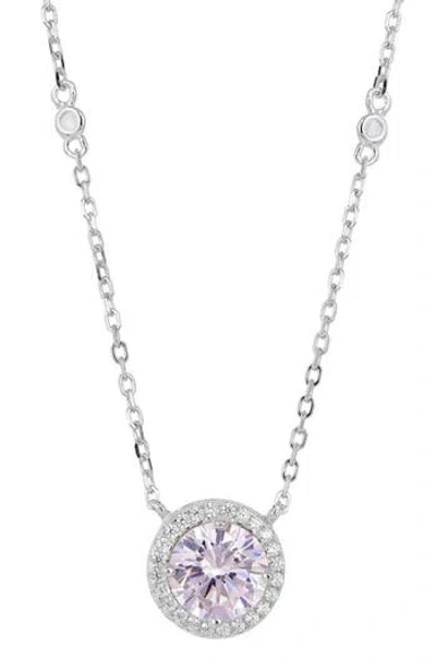 Savvy Cie Jewels Brilliant Cubic Zirconia Halo Pendant Necklace In Metallic