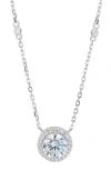 Savvy Cie Jewels Brilliant Cubic Zirconia Halo Pendant Necklace In Silver