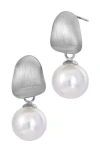 Savvy Cie Jewels Brushed Mother-of-pearl Drop Earrings
