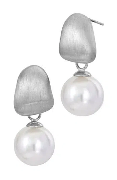 Savvy Cie Jewels Brushed Mother-of-pearl Drop Earrings