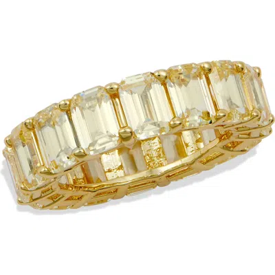 Savvy Cie Jewels Canary Cz Emerald Cut Eternity Ring In Yellow