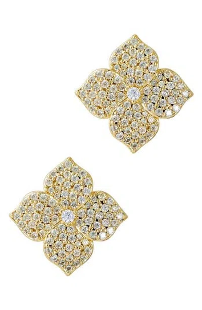 Savvy Cie Jewels Canary Floral Stud Earrings In Gold