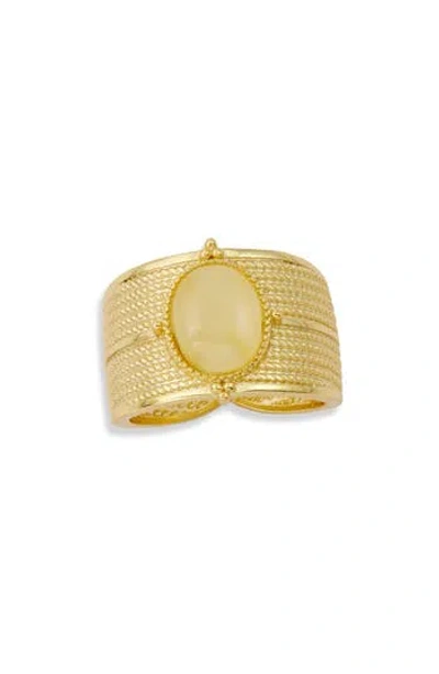 Savvy Cie Jewels Cat's Eye Ring In Yellow