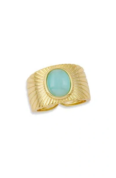 Savvy Cie Jewels Cat's Eye Ring In Yellow Gold