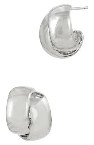 Savvy Cie Jewels Chubby Crossover Huggie Hoop Earrings In White
