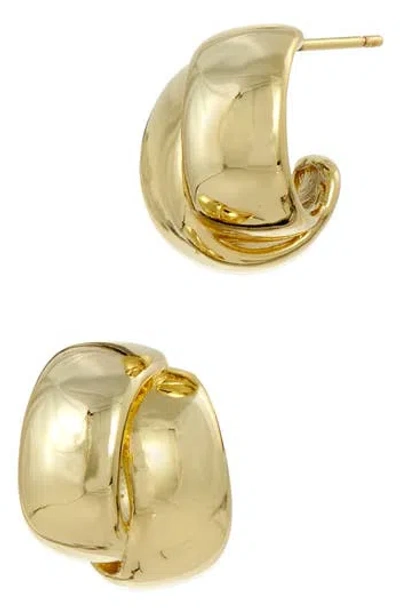 Savvy Cie Jewels Chubby Crossover Huggie Hoop Earrings In Gold