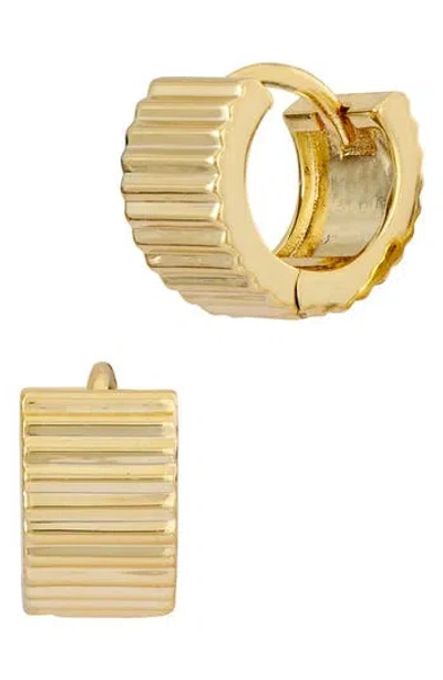 Savvy Cie Jewels Chubby Ribbed Huggie Hoop Earrings