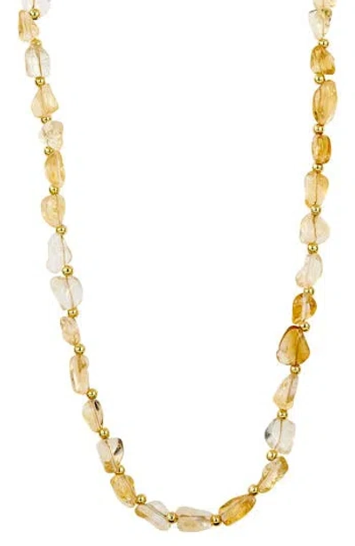 Savvy Cie Jewels Citrine Beaded Necklace In Yellow