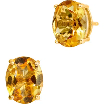 Savvy Cie Jewels Citrine Stud Earrings In Gold