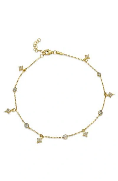 Savvy Cie Jewels Crystal Shaker Anklet In Gold