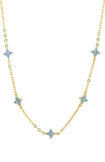 Savvy Cie Jewels Crystal Station Necklace In Gold