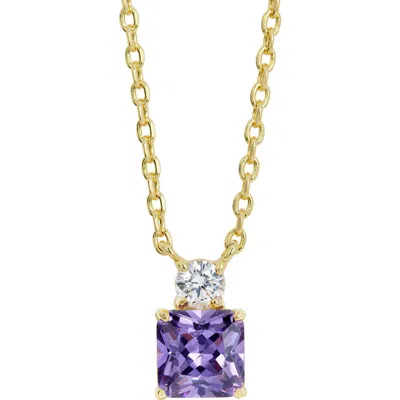 Savvy Cie Jewels Cubic Zirconia Birthstone Pendant Necklace In Gold