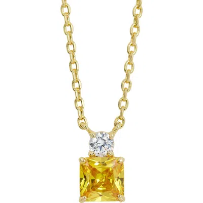 Savvy Cie Jewels Cubic Zirconia Birthstone Pendant Necklace In Gold