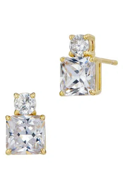 Savvy Cie Jewels Cubic Zirconia Birthstone Stud Earrings In Gold