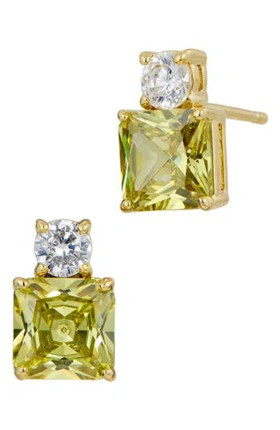 Savvy Cie Jewels Cubic Zirconia Birthstone Stud Earrings In Green