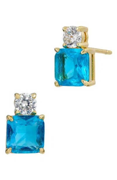 Savvy Cie Jewels Cubic Zirconia Birthstone Stud Earrings In Blue