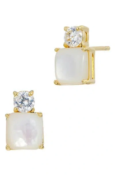 Savvy Cie Jewels Cubic Zirconia Birthstone Stud Earrings In Gold