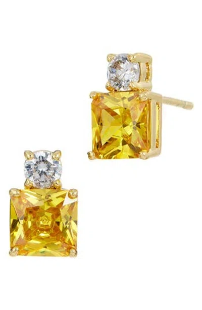Savvy Cie Jewels Cubic Zirconia Birthstone Stud Earrings In Brown