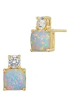 Savvy Cie Jewels Cubic Zirconia Birthstone Stud Earrings In Gold