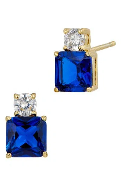 Savvy Cie Jewels Cubic Zirconia Birthstone Stud Earrings In Blue