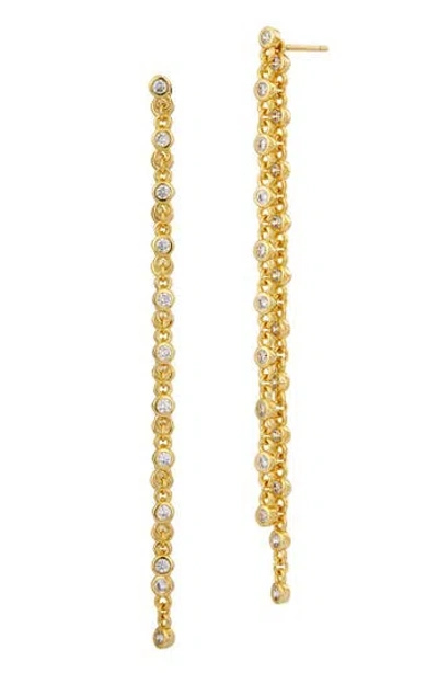 Savvy Cie Jewels Cubic Zirconia Chain Drop Front/back Earrings