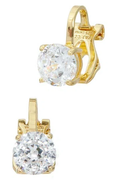Savvy Cie Jewels Cubic Zirconia Clip-on Stud Earrings In Gold