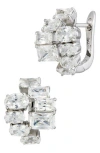 Savvy Cie Jewels Cubic Zirconia Cluster Lever Back Earrings In Silver