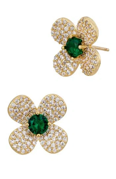 Savvy Cie Jewels Cubic Zirconia Flower Stud Earrings