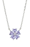 Savvy Cie Jewels Cubic Zirconia Heart Flower Pendant Necklace