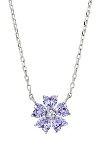 Savvy Cie Jewels Cubic Zirconia Heart Flower Pendant Necklace