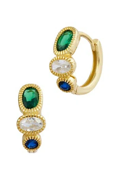 Savvy Cie Jewels Cubic Zirconia Hoop Earrings In Gold