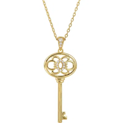 Savvy Cie Jewels Cubic Zirconia Key Pendant Necklace In Yellow