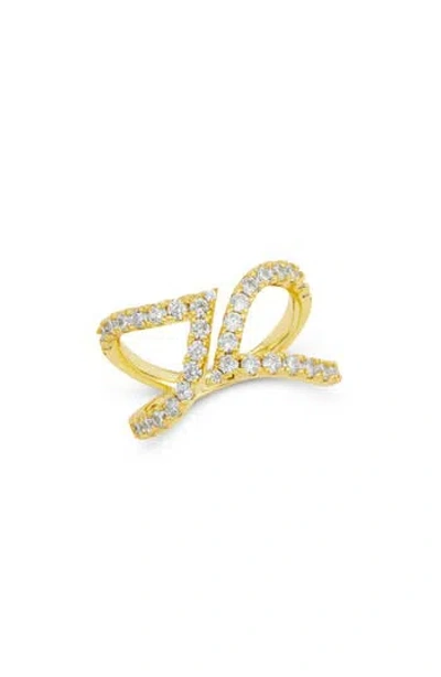 Savvy Cie Jewels Cubic Zirconia Leaf Bypass Ring In Multi