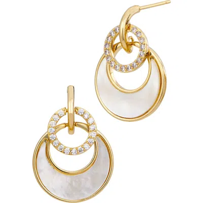 Savvy Cie Jewels Cubic Zirconia Mother-of-pearl Drop Earrings