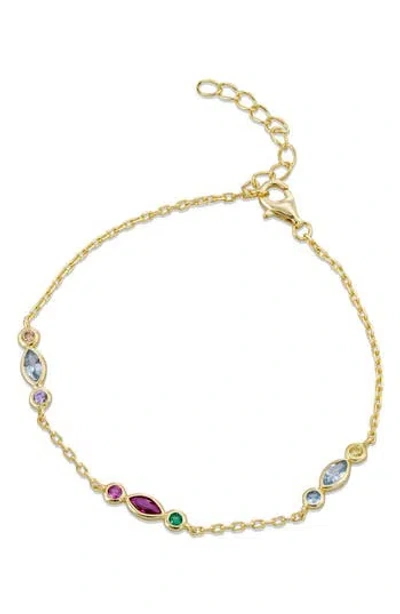 Savvy Cie Jewels Cubic Zirconia Station Bracelet In Gold