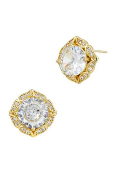 Savvy Cie Jewels Cubic Zirconia Stud Earrings In Gold