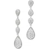 Savvy Cie Jewels Cubic Zirconia Teardrop Linear Earrings In Metallic