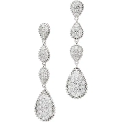 Savvy Cie Jewels Cubic Zirconia Teardrop Linear Earrings In Metallic