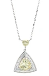 Savvy Cie Jewels Cubic Zirconia Trillion Halo Pendant Necklace In Metallic