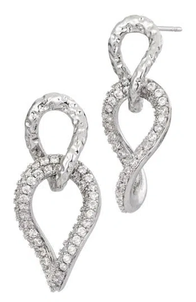 Savvy Cie Jewels Cubic Zirconia Twisted Link Drop Earrings