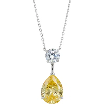 Savvy Cie Jewels Cubic Zirconia Y-necklace In Metallic