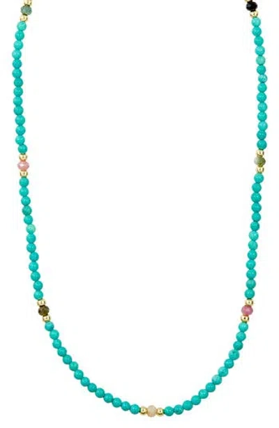 Savvy Cie Jewels Cultured Freshwater Pearl & Turquoise Beaded Necklace In Multi