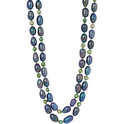 Savvy Cie Jewels Cultured Freshwater Pearl Endless Necklace In Blue